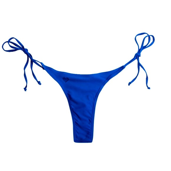 Blue Heart Cutout Tie Sides Bikini Bottoms NWT - Picture 4 of 6